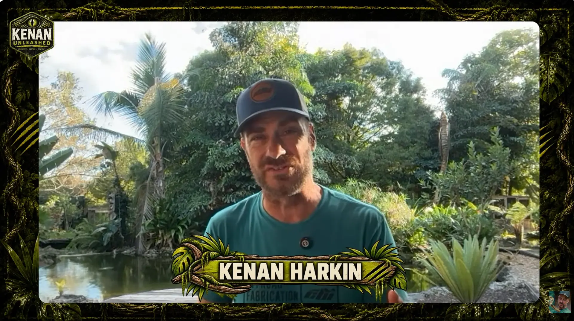 Kenan with a giant tortoise during Live Unleashed